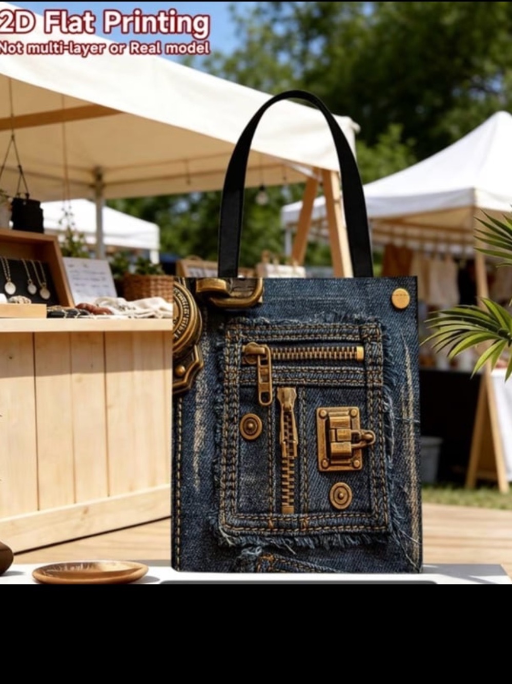 New Retro Denim Canvas Handbag Large Capacity Durable Tote Bag.